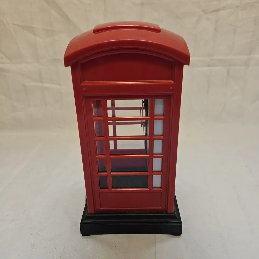 Telephone Booth Clock Red 9 inch Vintage Style Home Decor - Marksman PF Product